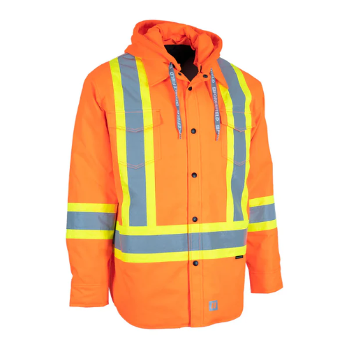 Forcefield® Hi-Vis Hoodie Shacket With Detachable Hood